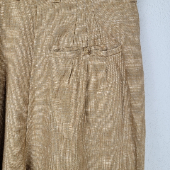 Posse Nancy Trouser in Walnut Linen Pleated Straight Wide Leg Tan Small - Picture 7 of 13
